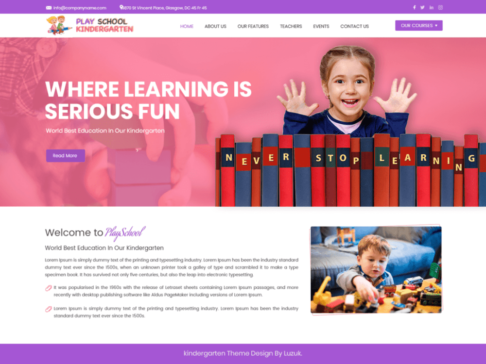 Free Play School Kindergarten Wordpress Theme
