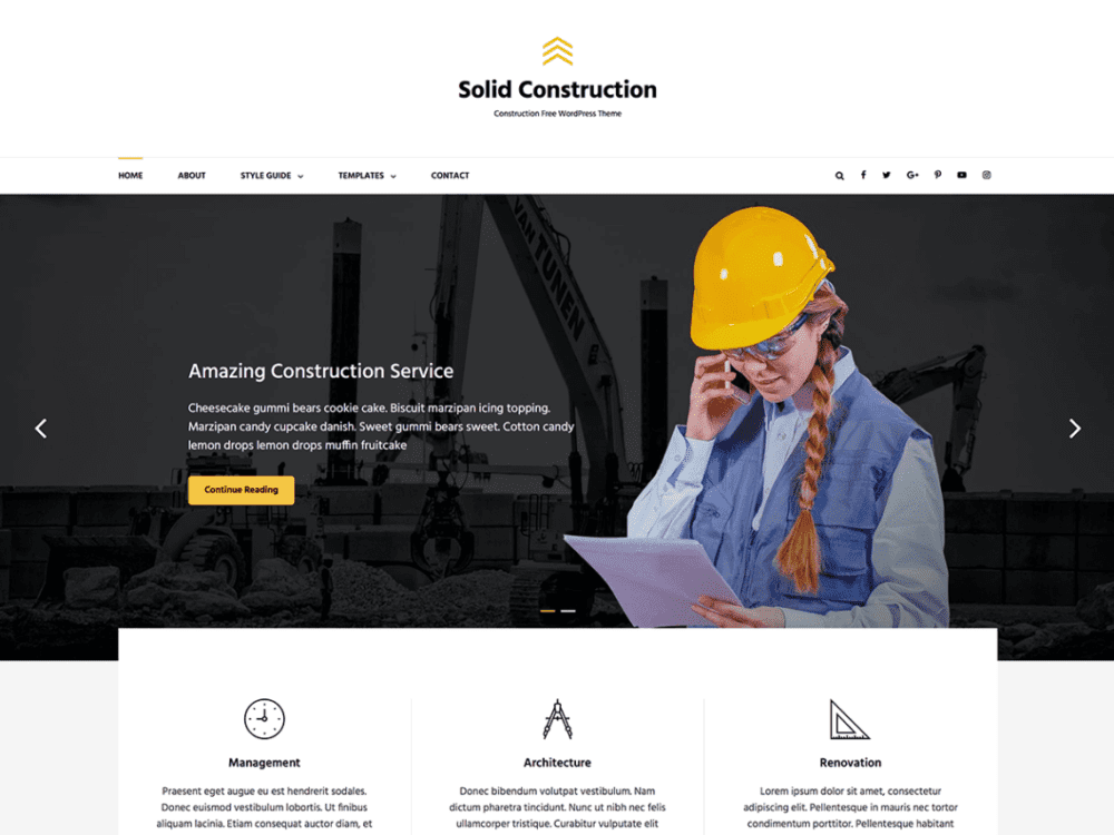 Free Solid Construction Wordpress Theme