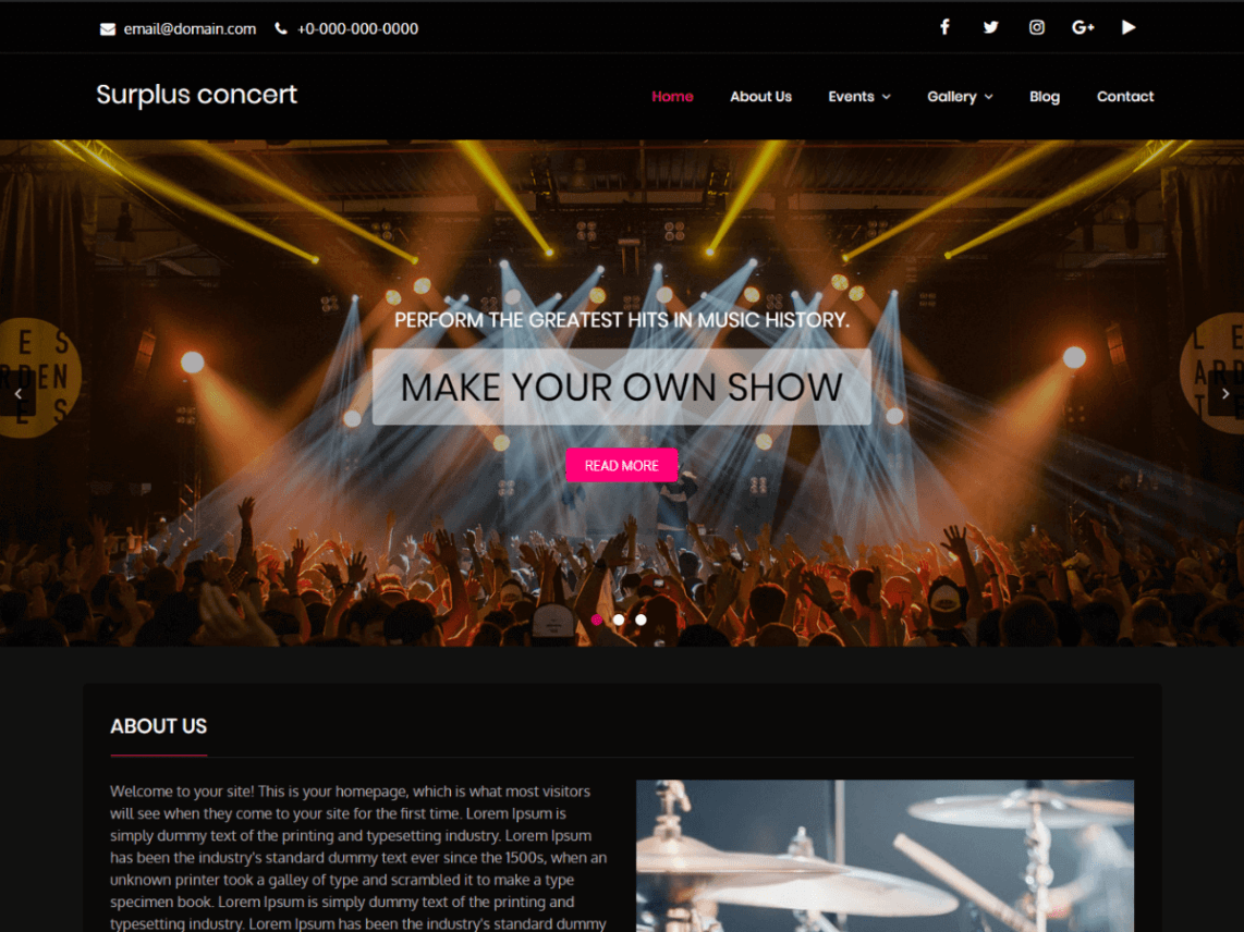 Free Surplus Concert WordPress theme: Download & Review - JustFreeWPThemes