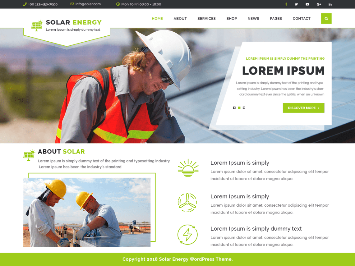 Energy Solar And Alternative Energy Wordpress Theme Free Download