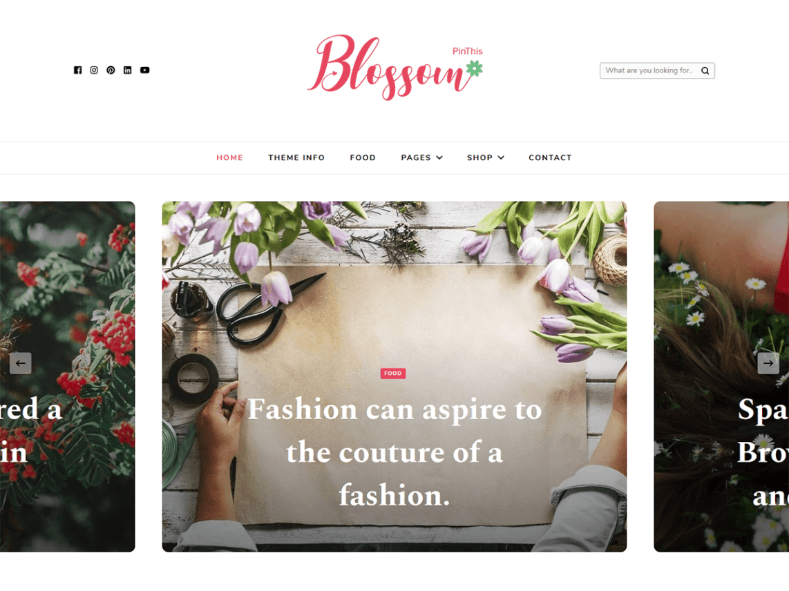 Free Blossom PinThis WordPress theme