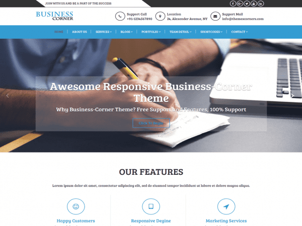 Free Business Corner Wordpress Theme