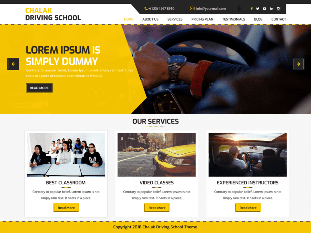 Free Chalak Driving School Wordpress Theme