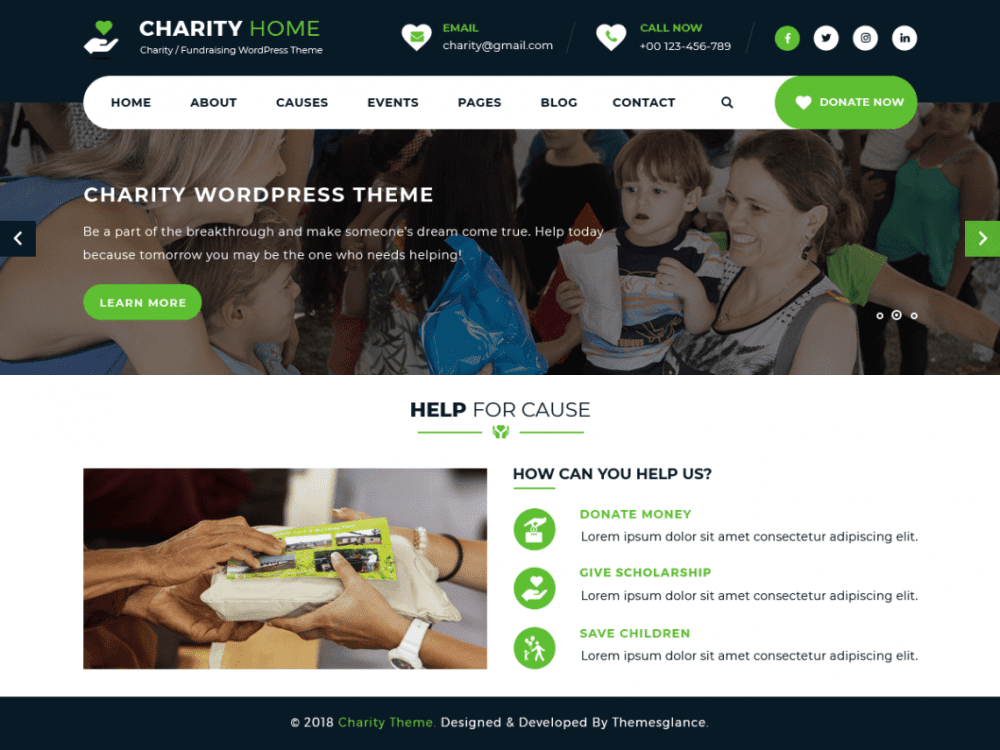 Free Charity Fundraiser Wordpress Theme
