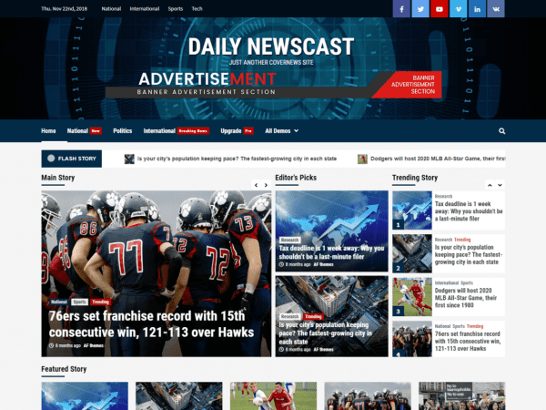 Free Daily Newscast Wordpress Theme