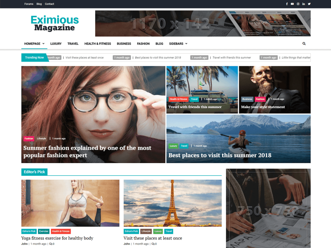 Free Eximious Magazine WordPress theme