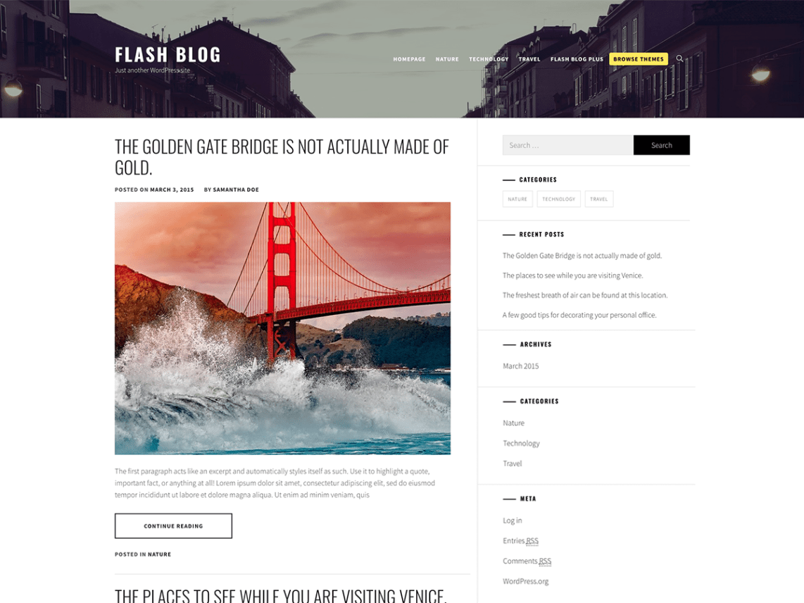 Free Flash Blog WordPress theme