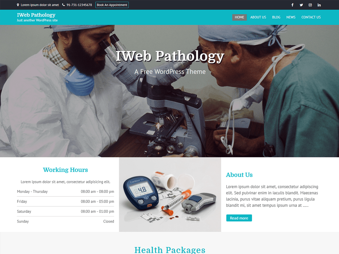 Free IWeb Pathology WordPress theme
