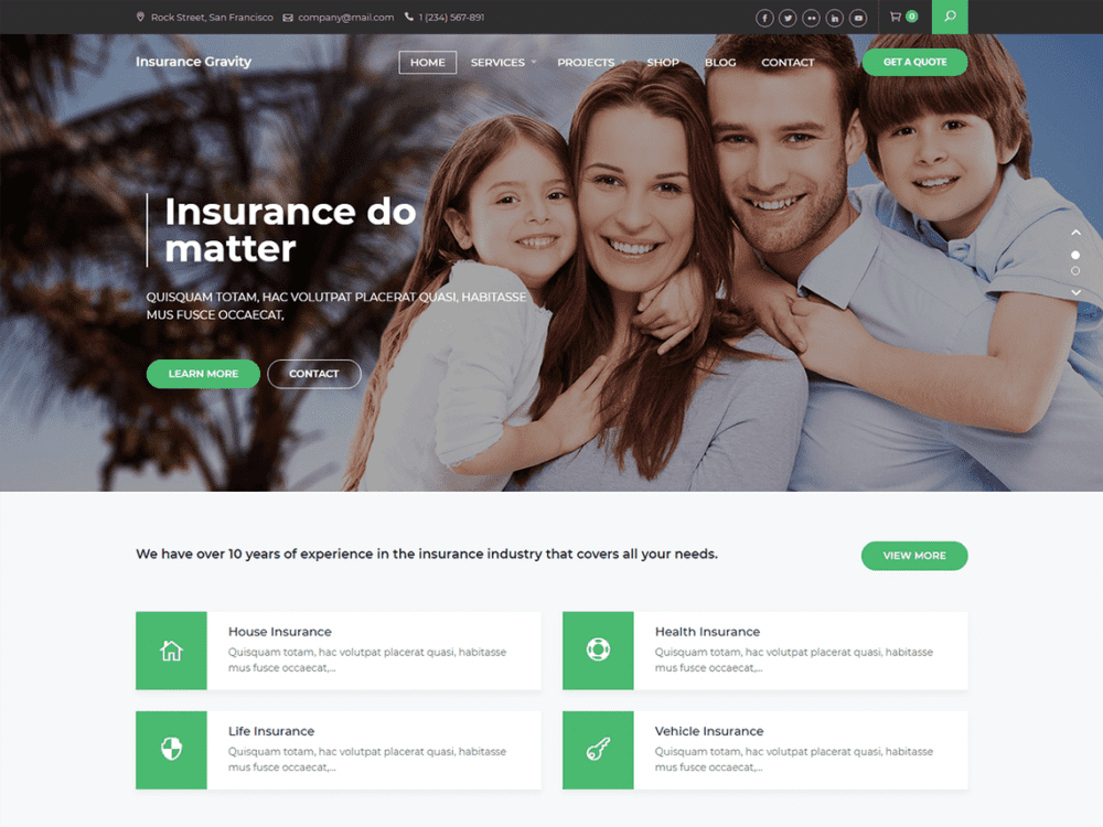 Free Insurance Gravity Wordpress Theme