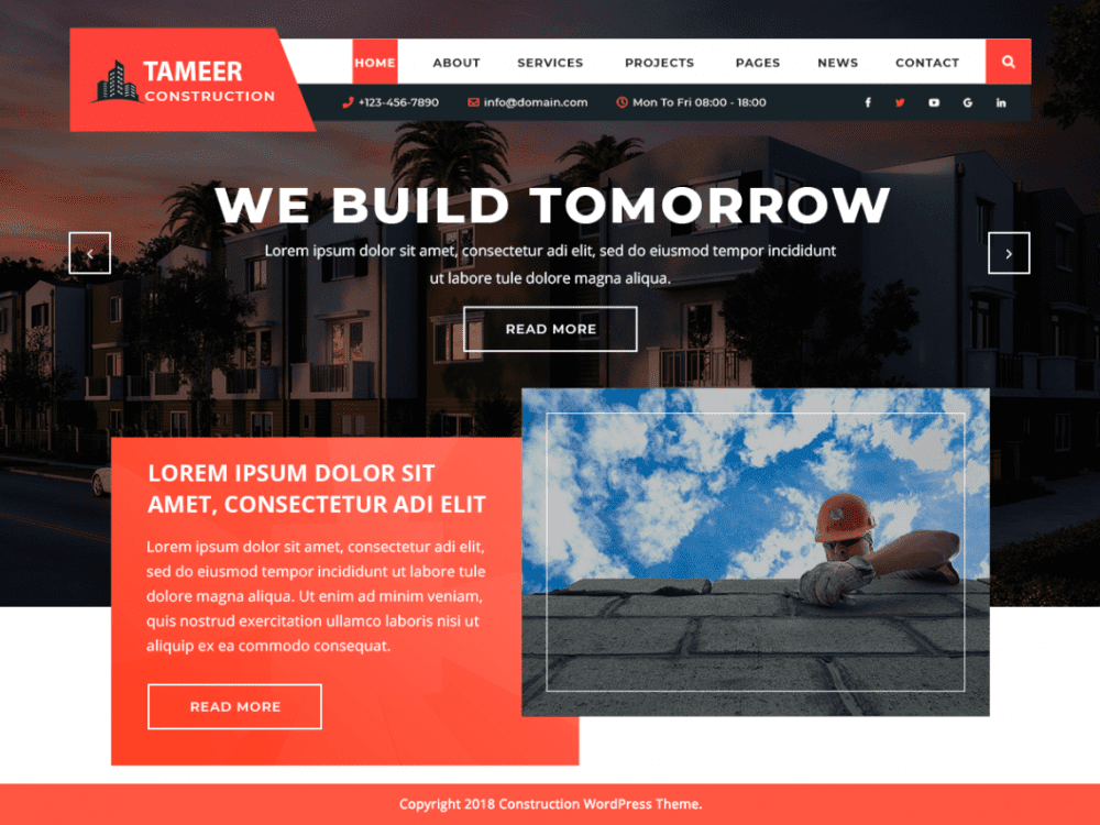 Free Tameer Construction Wordpress Theme