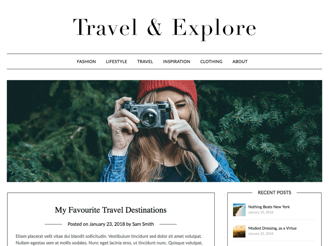 Free Travel Minimalist Blogger WordPress theme