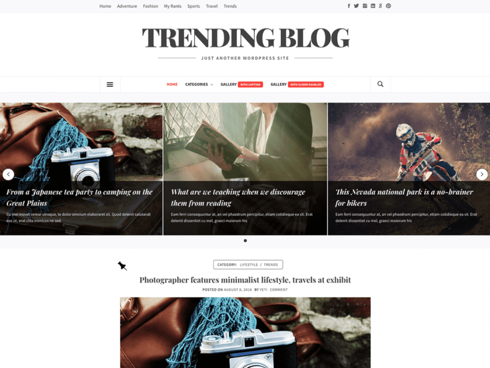 Free Trending Blog Wordpress Theme