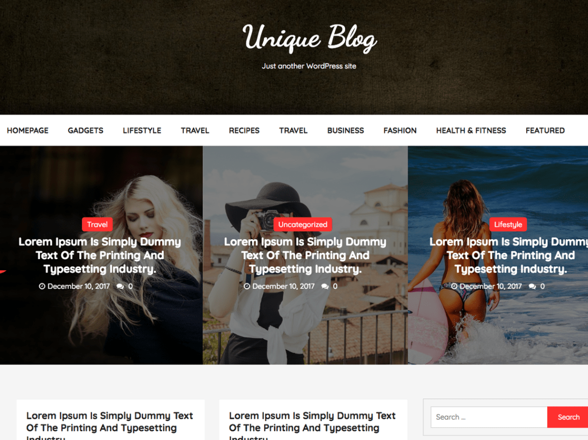 Free Unique Blog WordPress theme