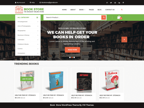 Free Vw Book Store Wordpress Theme