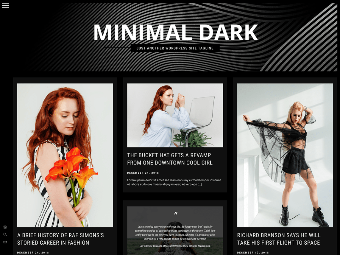 Free Minimal Dark WordPress theme