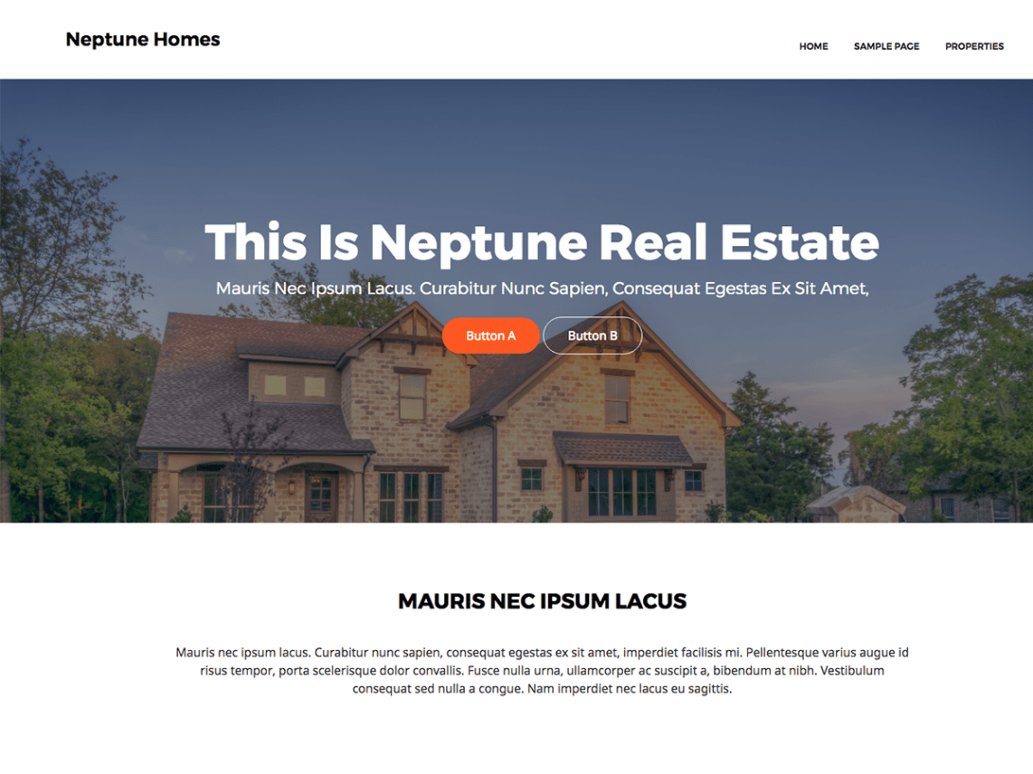 Free Neptune Real Estate WordPress theme
