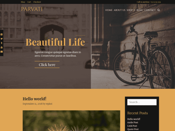 Free Parvati Wordpress Theme