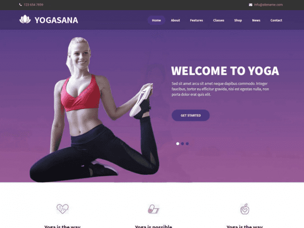 Free Yogasana Lite Wordpress Theme