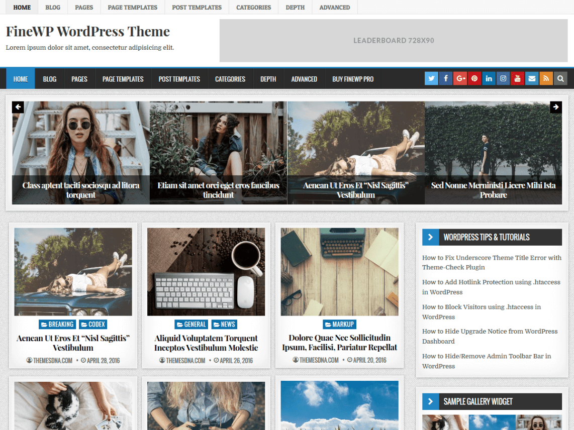 Free FineWP WordPress theme
