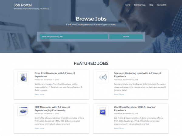 Free Job Portal Wordpress Theme