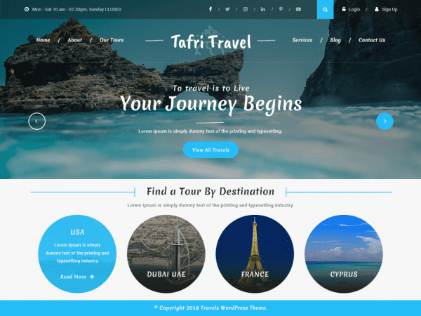 Free Tafri Travel Wordpress Theme