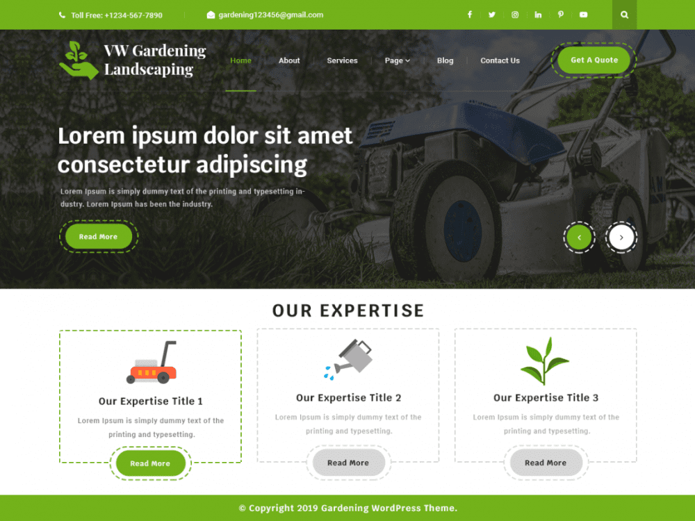 Free Vw Gardening Landscaping Wordpress Theme