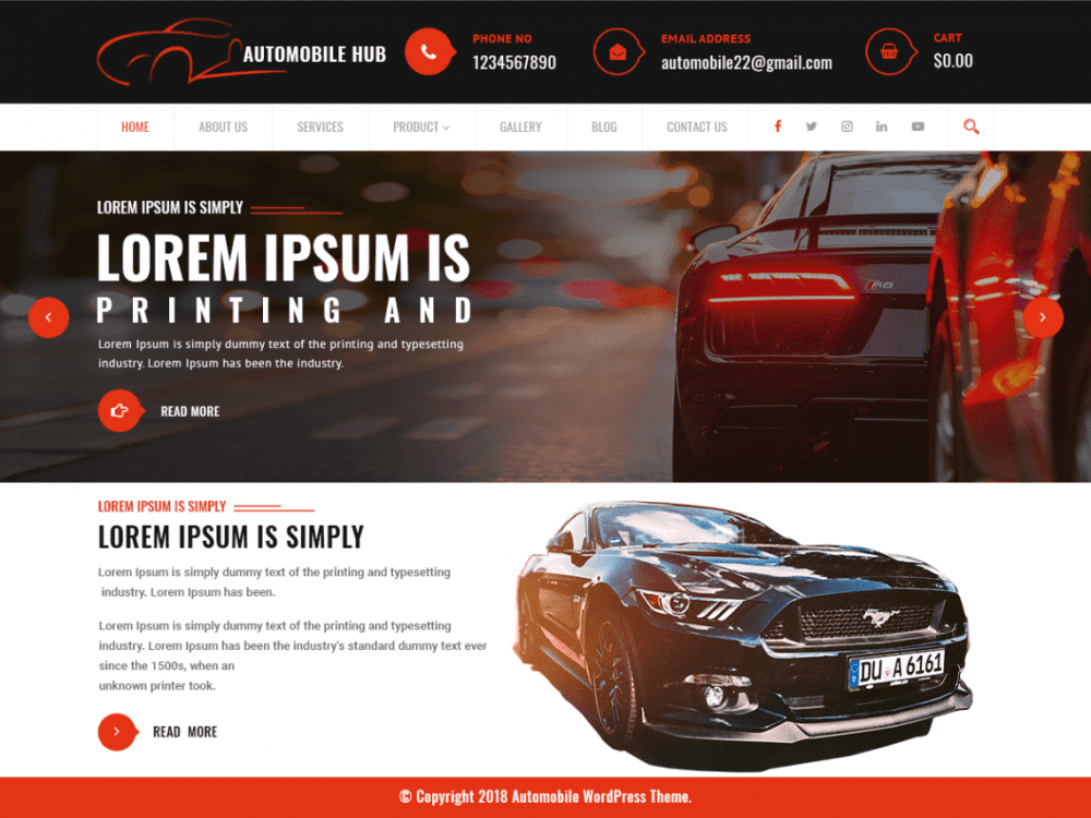 Free Automobile Hub Wordpress Theme