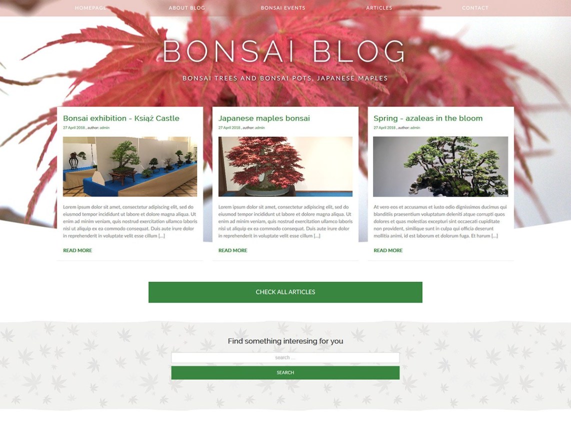 Free Bonsai blog WordPress theme