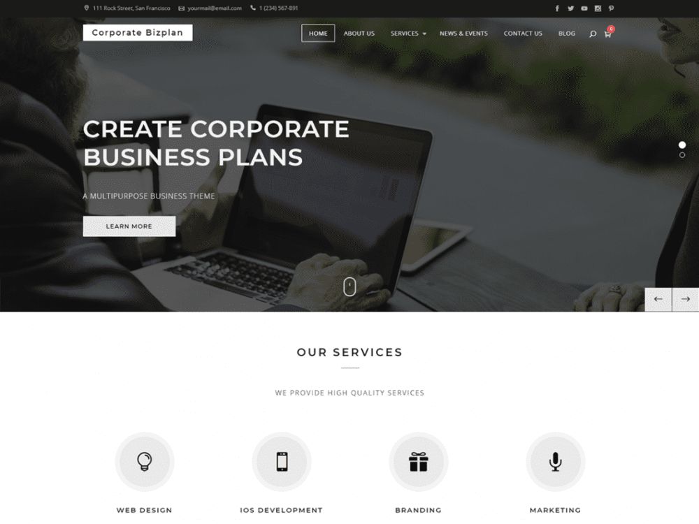 Free Corporate Bizplan Wordpress Theme