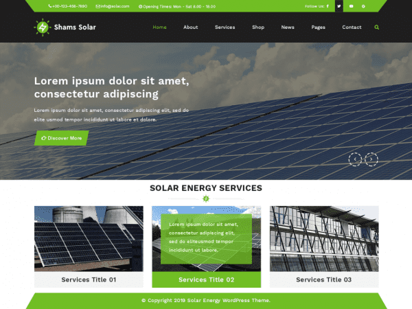Free Shams Solar Wordpress Theme