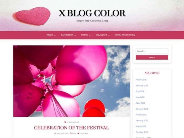 Free X Blog Color Wordpress Theme