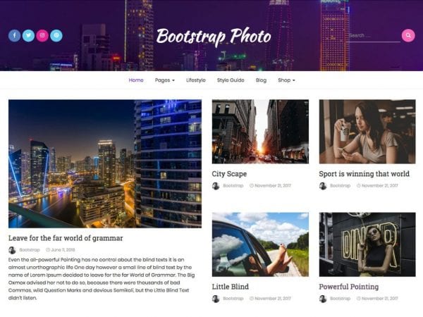 Free Bootstrap Photo Wordpress Theme