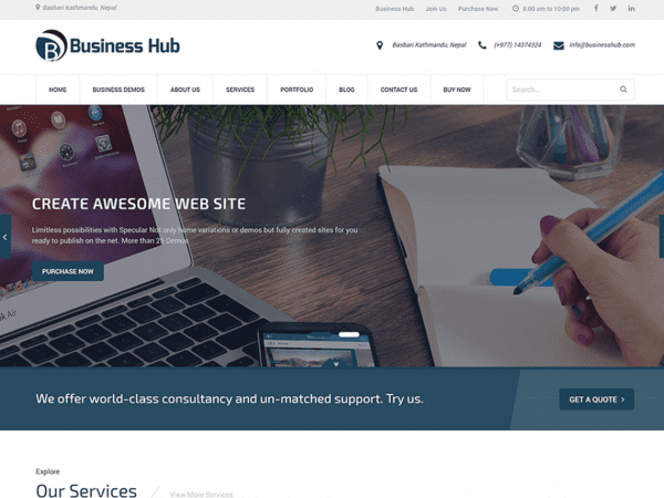 Free Business Hub Wordpress Theme