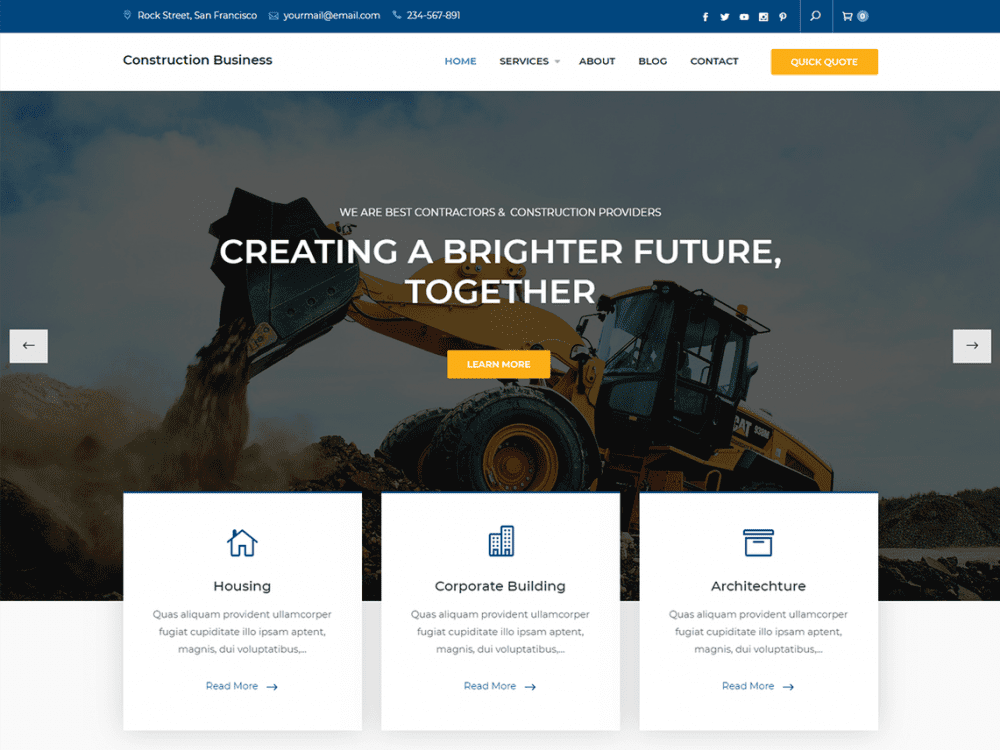 Free Construction Business Wordpress Theme