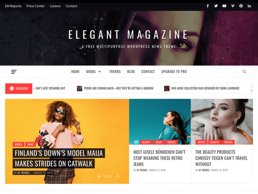 Free Elegant Magazine Wordpress Theme