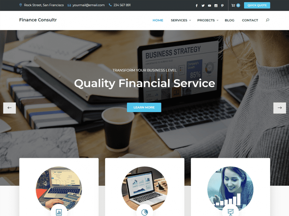 Free Finance Consultr Wordpress Theme