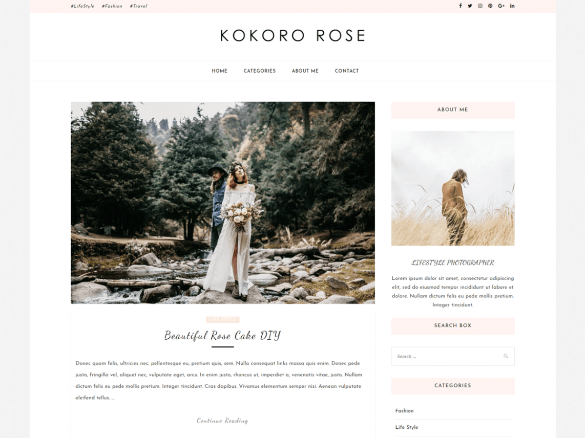 Free Kokoro Rose WordPress theme