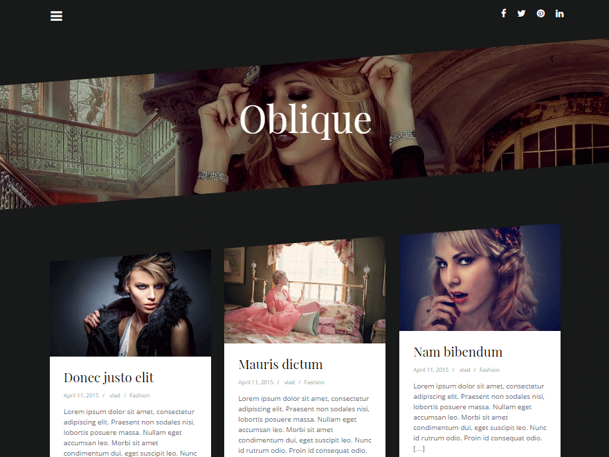 Free Oblique Wordpress Theme