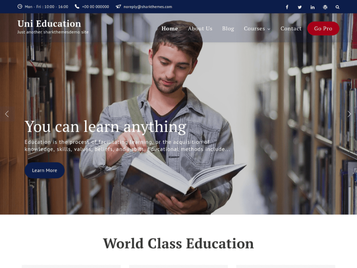 Free Uni Education WordPress theme