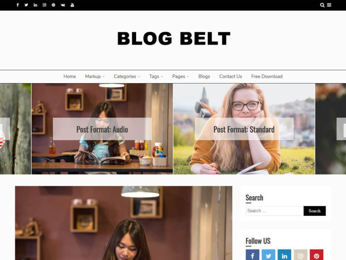 Free Blog Belt WordPress theme