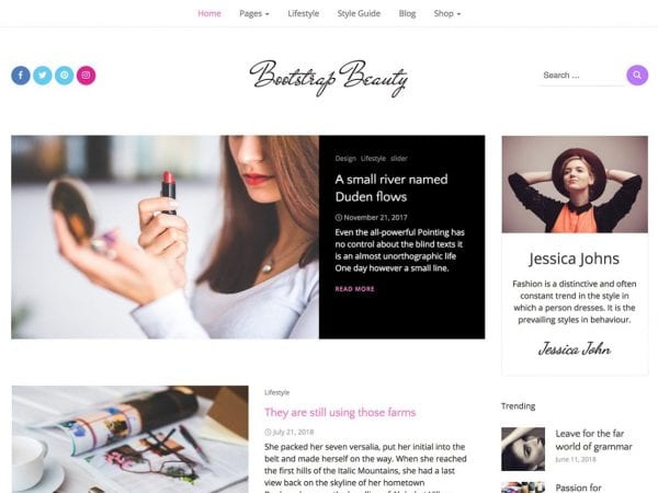 Free Bootstrap Beauty Wordpress Theme