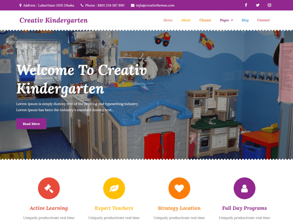 Free Creativ Kindergarten Wordpress Theme