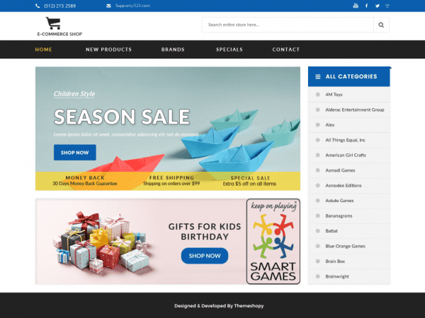 Free E-Commerce Shop Wordpress Theme