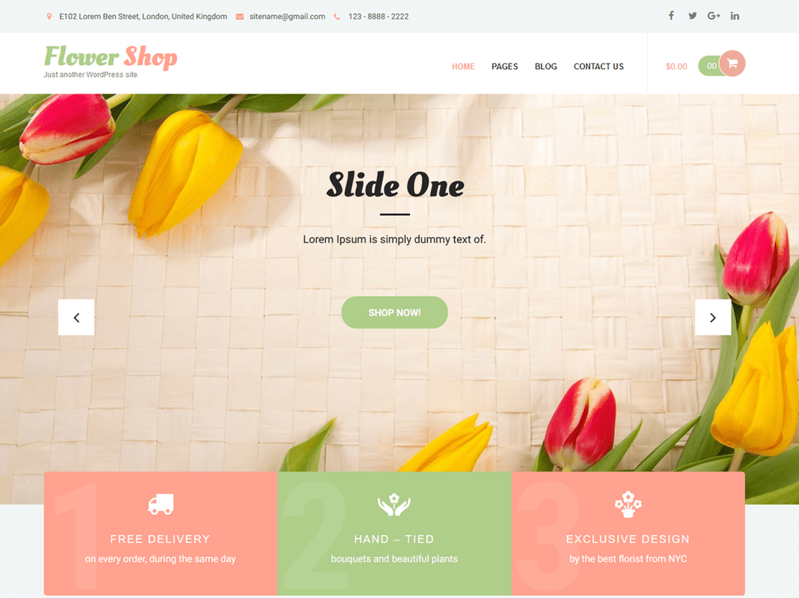 Free Flower Shop Lite WordPress theme