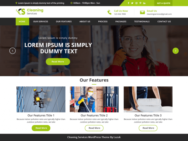 Free Lz Cleaning Services Wordpress Theme
