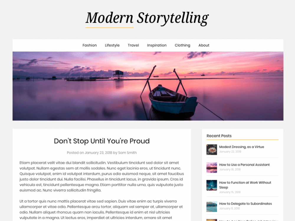 Free Modern Storytelling Wordpress Theme