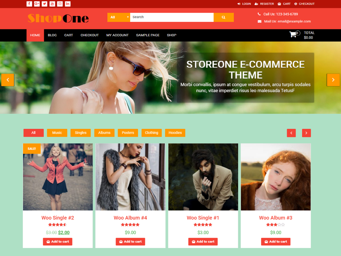 Free ShopOne WordPress theme