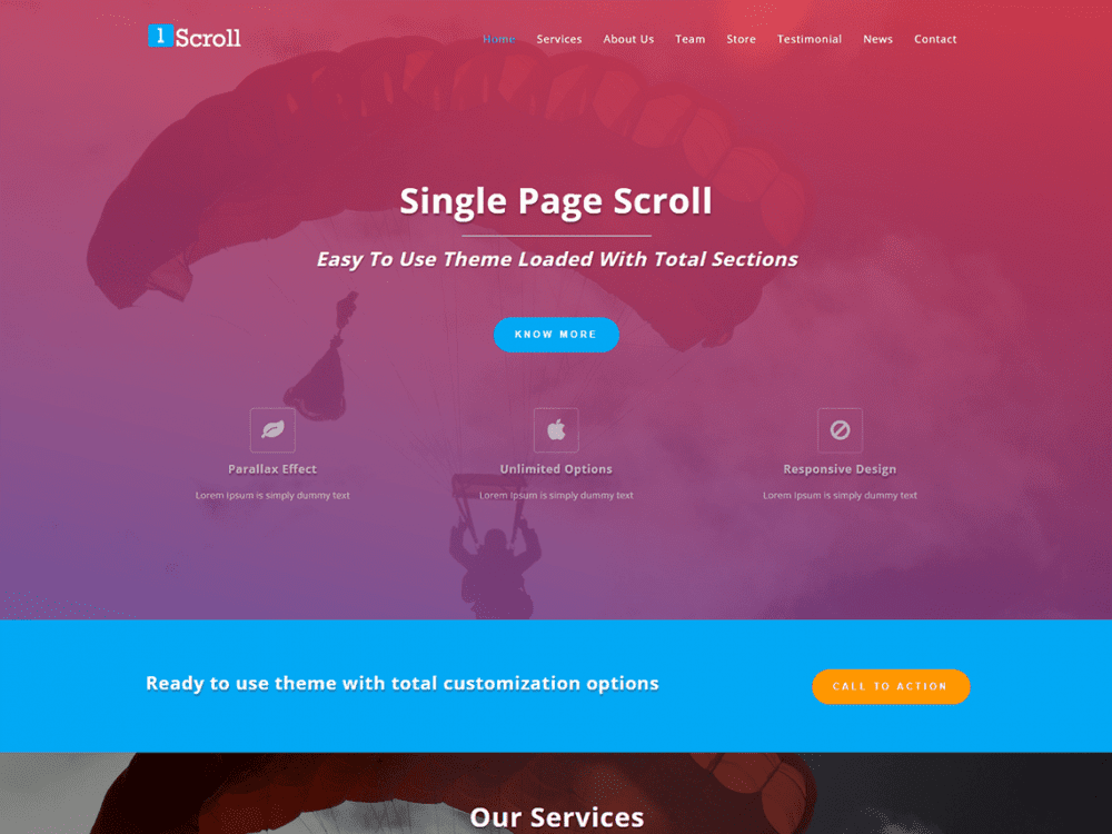 Free Single Page Scroll Wordpress Theme