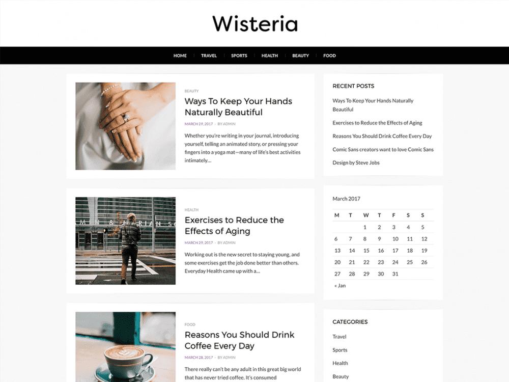 Free Wisteria Wordpress Theme