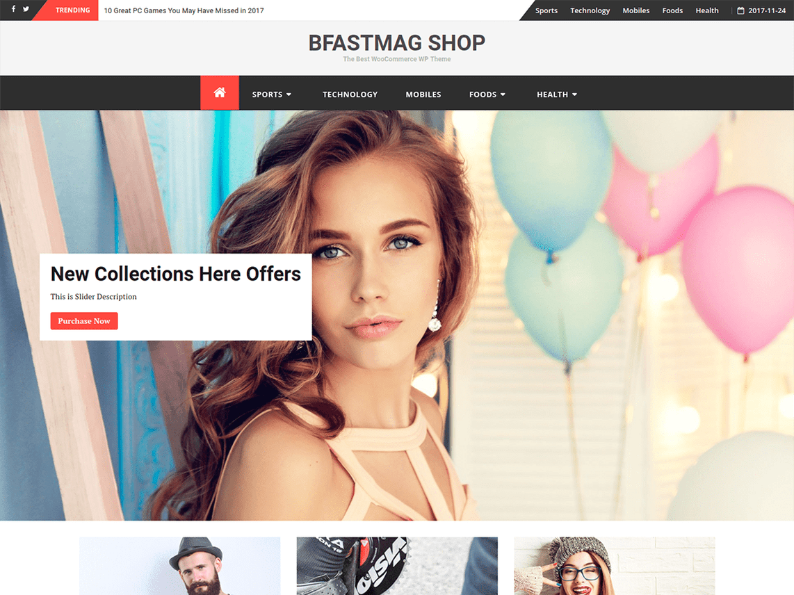 Free bFastMag Shop WordPress theme